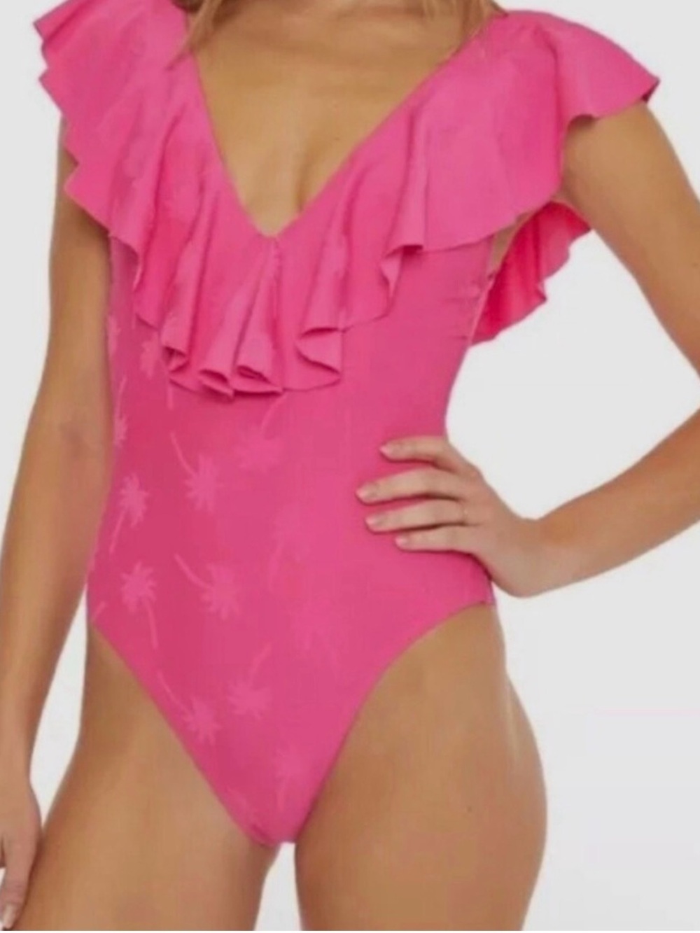 NWT TRINA TURK PINK RUFFLES ONE PIECE SWIMSUIT sz 10